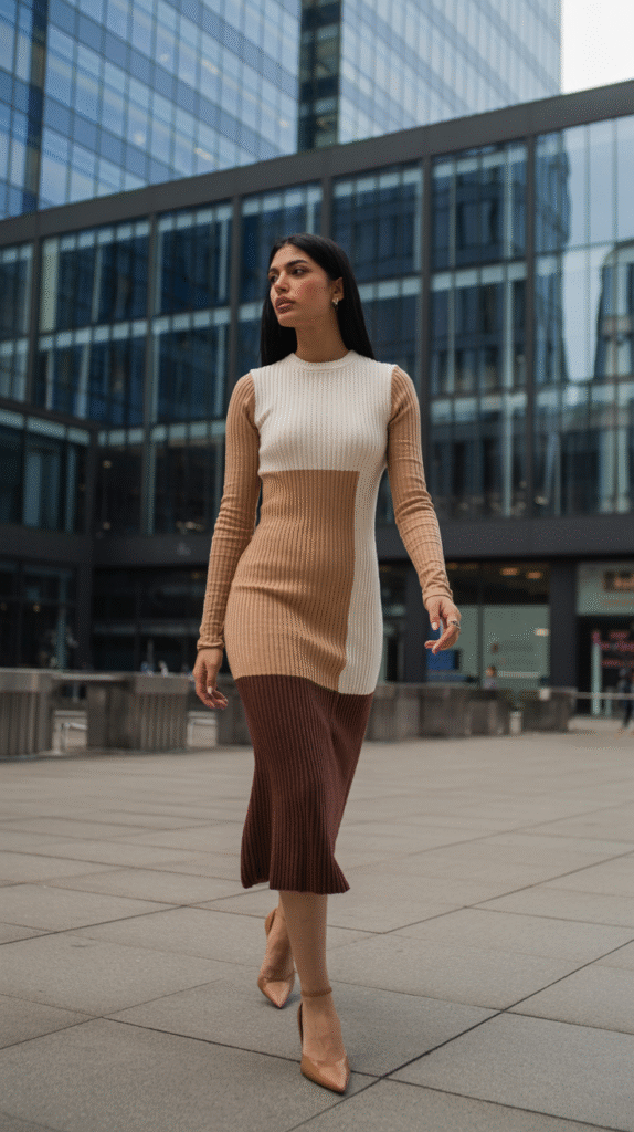Colorblock Knit Dresses