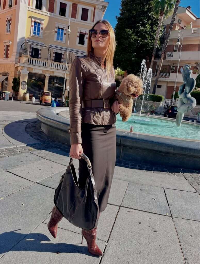 13. Leather Jacket and Pencil Skirt
