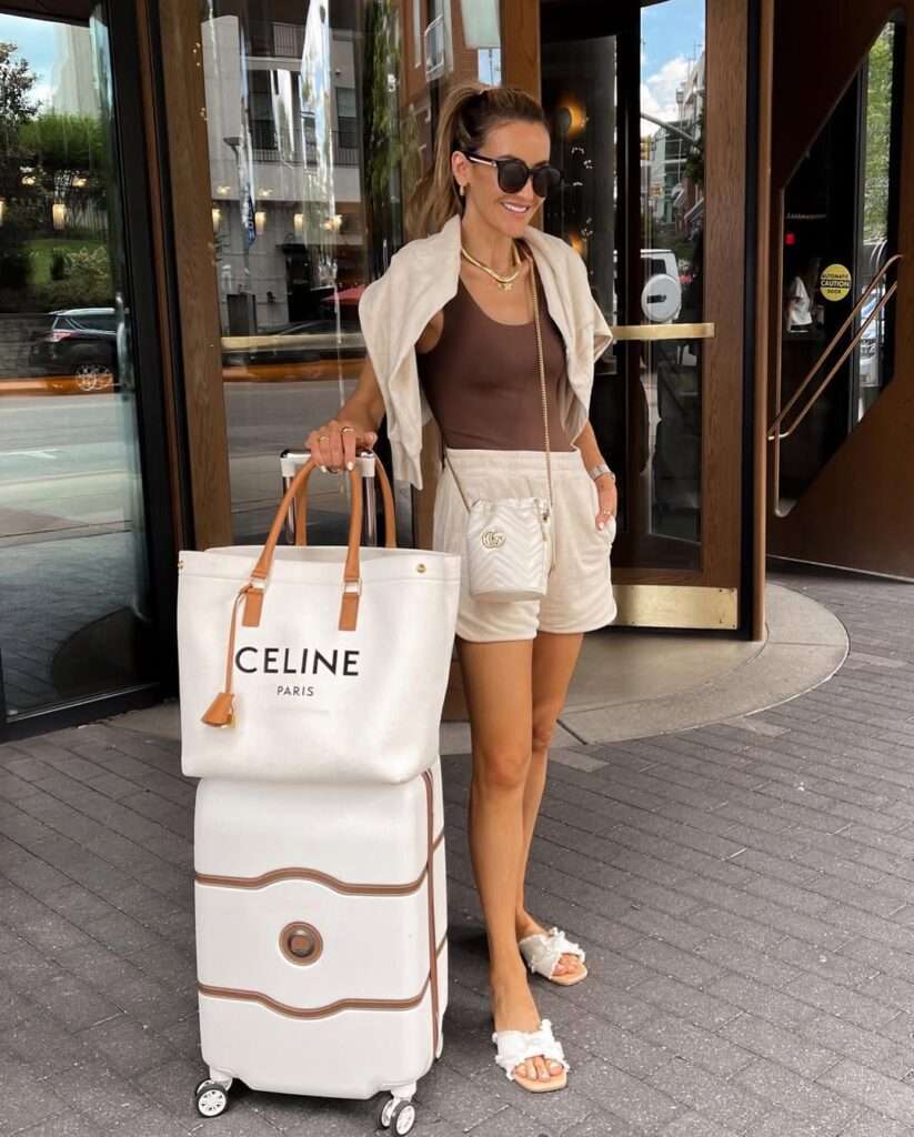 Neutral Shorts & Brown Bodysuit