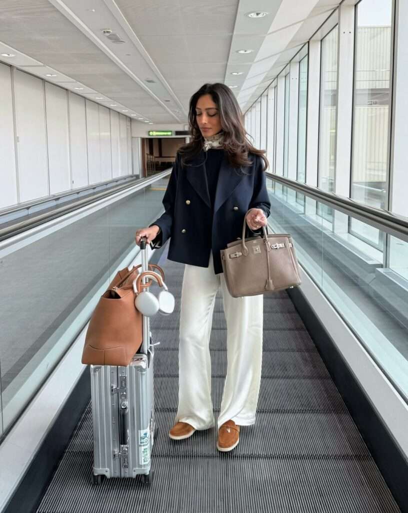 Navy Peacoat With White Pants