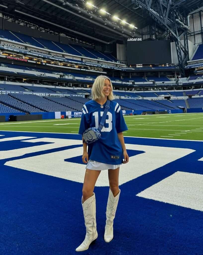 5. Oversized Blue Jersey with White Boots