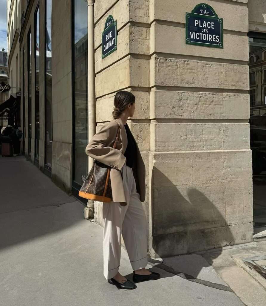 1. Beige Blazer With Cream Trousers