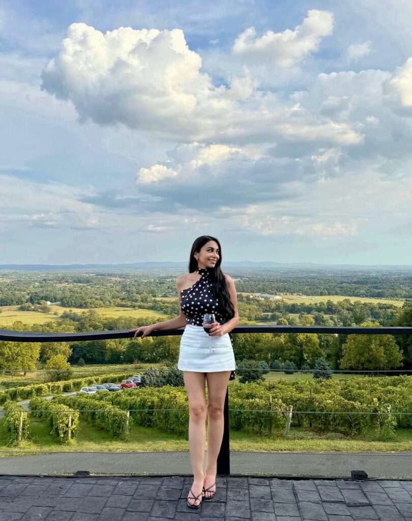 Polka Dot Halter Top With White Mini Skirt