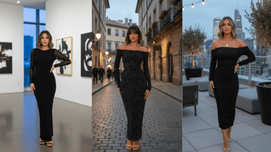 black maxi dress outfit ideas