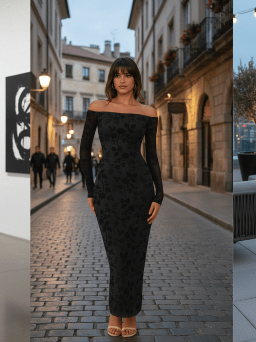 black maxi dress outfit ideas